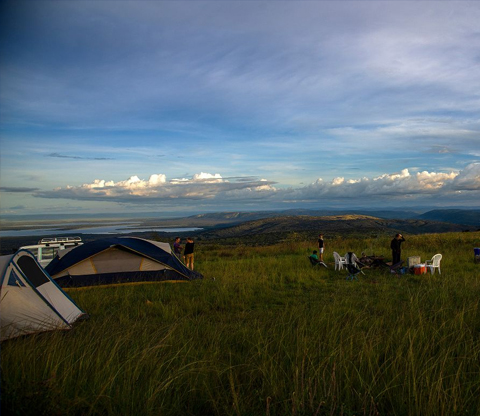 Akagera Campsite - beautiful view of valley, sky and lake