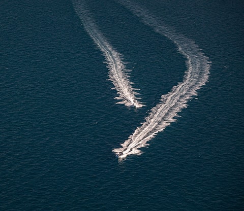 Aerial view of Liveaboard in Bazaruto