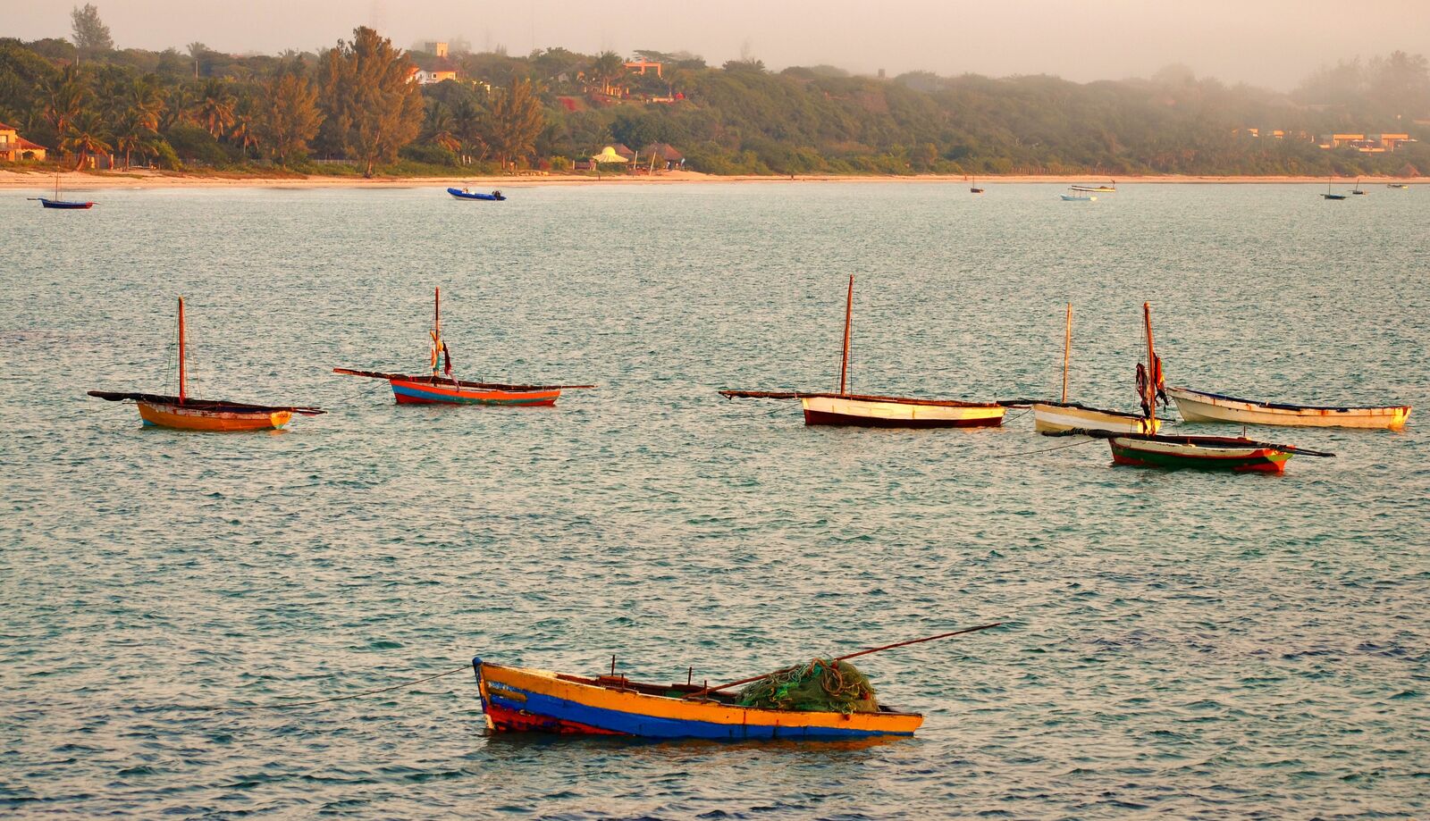 Boats anchored in the waters of Bazaruto Archipelago National Park